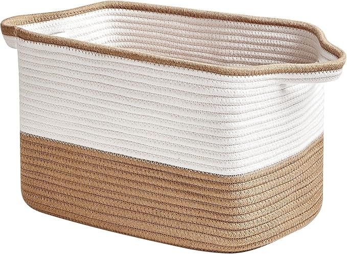 R RUNKA Cotton Rope Storage Basket (15"x10.2"x9.1") - Rectangle Storage Bins - Versatile Toy Stor... | Amazon (US)
