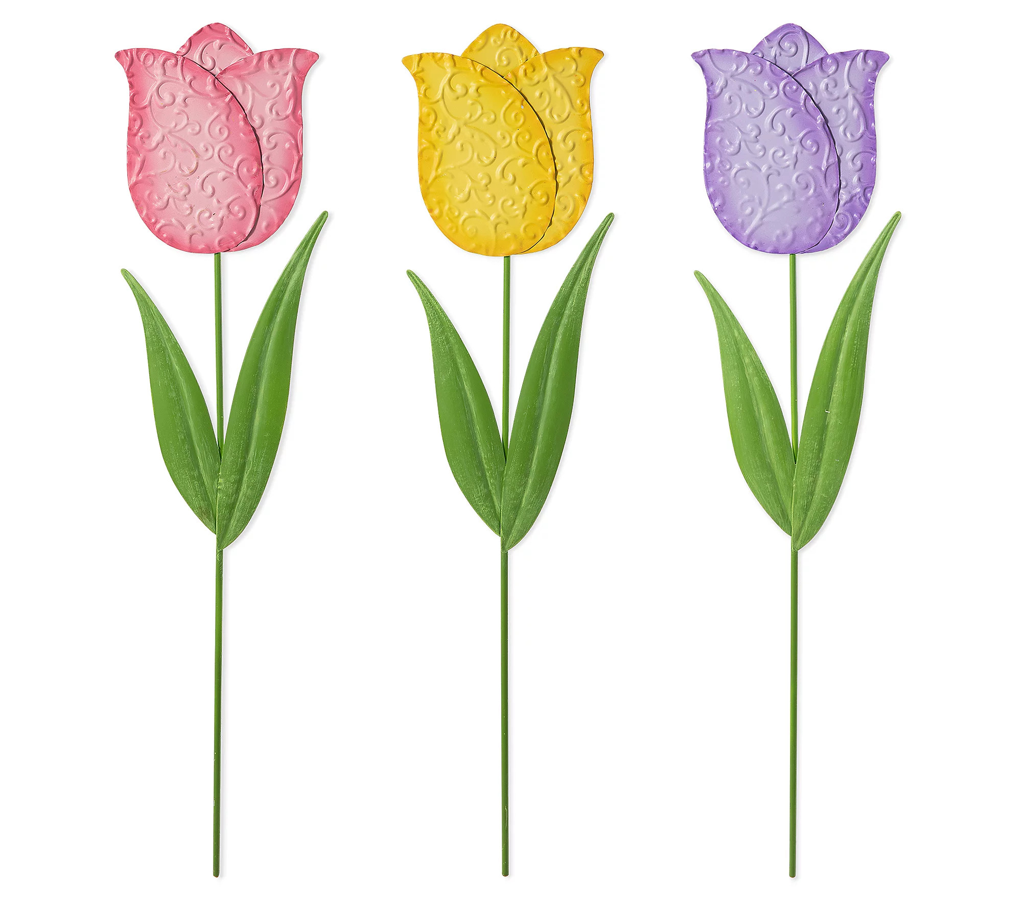 Glitzhome 24 Easter Metal Tulips Yard / GardenStakes S/3 | QVC