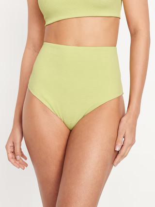 High-Waisted French-Cut Puckered Bikini Swim Bottoms for Women | Old Navy (US)