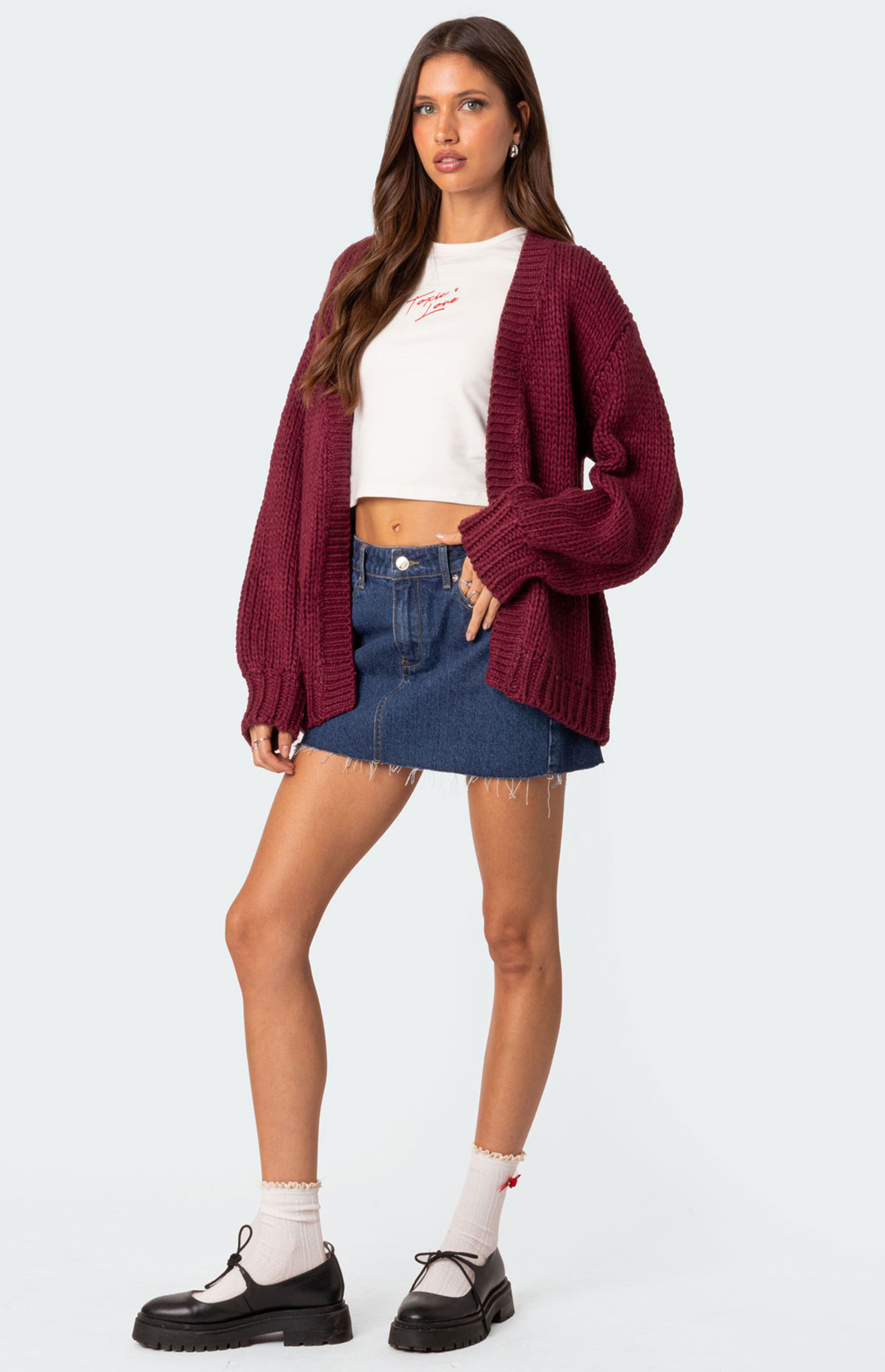 Edikted Anina Oversized Knit Cardigan | PacSun | PacSun