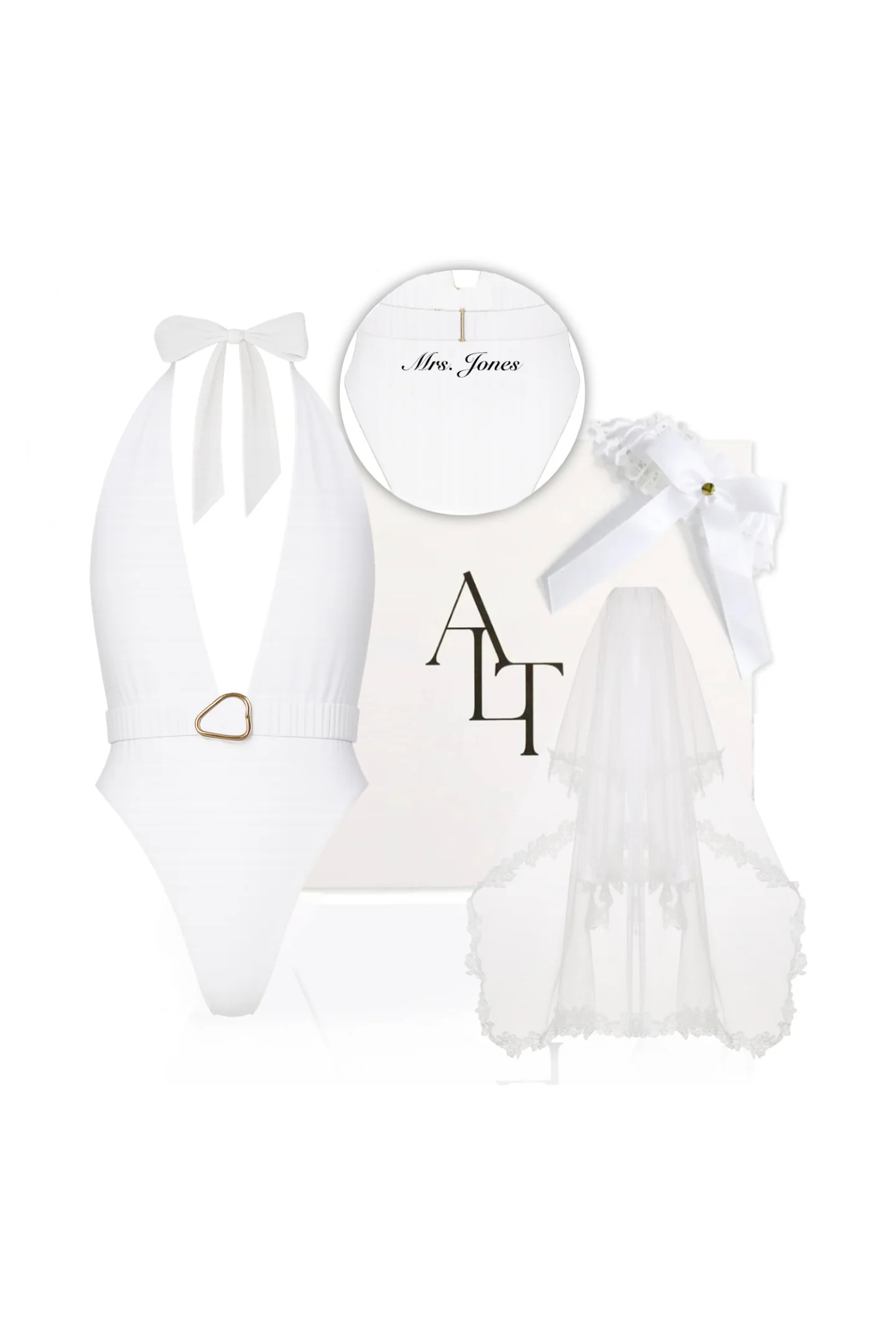 Celeste Bridal Bundle: One Piece Swimsuit, Veil &amp; Garter | ALT SWIM