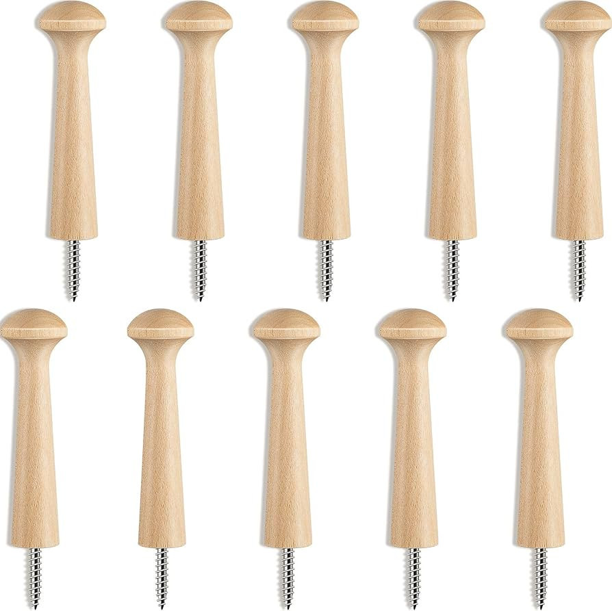 Wooden Shaker Peg Wood Screw-on Shaker Pegs 2.9 Inch Long Unfinished Wood Shaker Racks for Hangin... | Amazon (US)