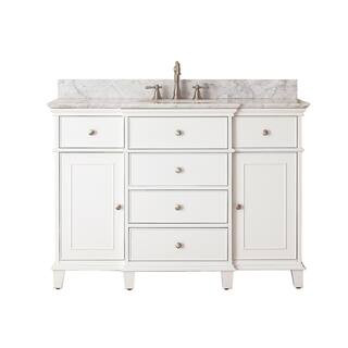 Avanity Windsor 49 in. W x 22 in. D x 35 in. H Vanity in White with Marble Vanity Top in Carrera ... | The Home Depot