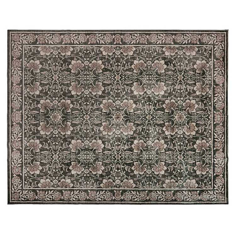 New! Green Leo Floral Washable Area Rug, 8x10 | Kirklands