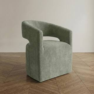 Belte Modern Green Fabric Upholstered Accent Arm Chair with Casters | The Home Depot