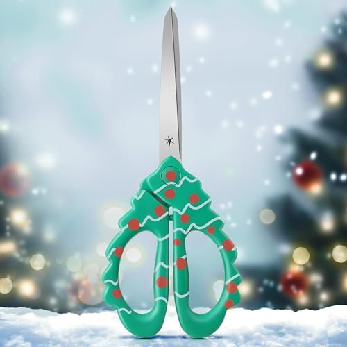 Christmas Scissors, Stainless Steel Christmas Scissors for Cutting Wrapping Paper, Kraft Craft Pa... | Amazon (US)