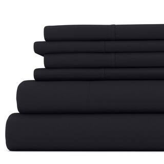 6-Piece Black Solid Microfiber King Sheet Set | The Home Depot