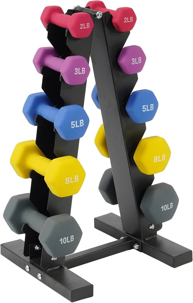 Fitvids Colored Neoprene Dumbbell Set with Rack - Multiple Weight Options | Amazon (US)