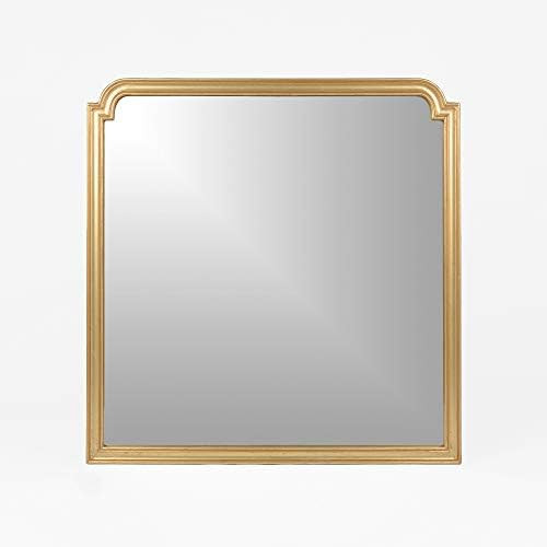Best Home Fashion Square Notched Corner Mirror - Gold Finish Wood Frame - 35” W x 35” H | Amazon (US)