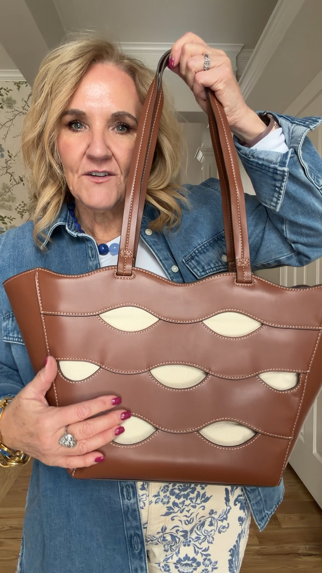Walmart tote! Comes in two sizes 
Denim shirt jacket I size up to a large
Printed jeans do not have any stretch. I’m wearing my regular size and eight. Petite.
My favorite espadrilles for spring transition do not miss these. They are worth the real thing.

#LTKPetite #LTKSaleAlert #LTKOver40