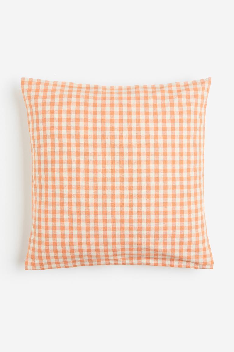 Checked Cushion Cover - Orange/checked - Home All | H&M US | H&M (US + CA)