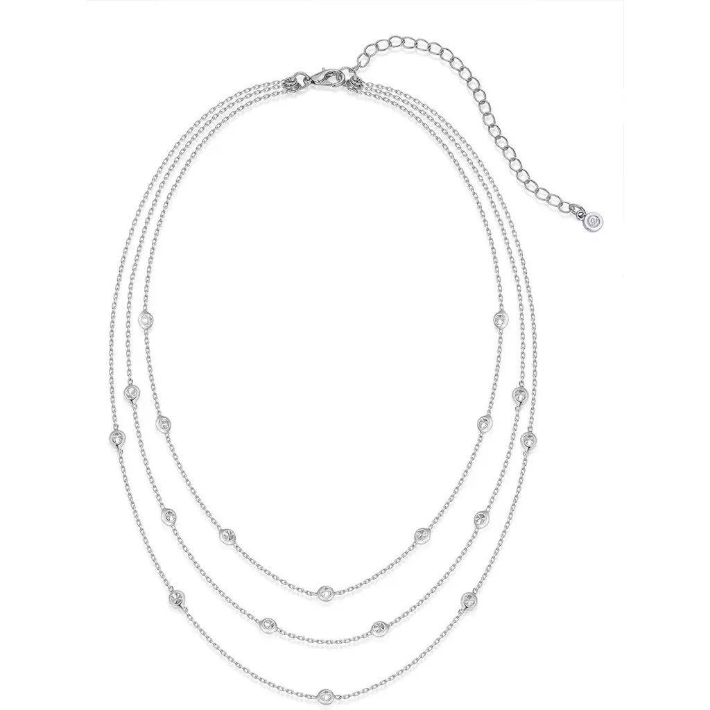 Ettika Crystal Station Layered Necklace in Silver at Nordstrom | Nordstrom
