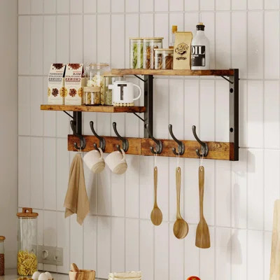 28.7" Coat Rack Wall Mount with Shelf, Key Hooks for Wall with Shelf | Wayfair North America