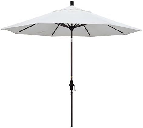 California Umbrella 9' Round Aluminum Market Umbrella, Crank Lift, Collar Tilt, Bronze Pole, White O | Amazon (US)