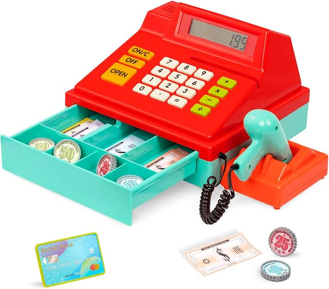 Battat – Toy Cash Register For Kids, Toddlers – 49Pc Register With Toy Money, Credit Card, Sc... | Amazon (US)