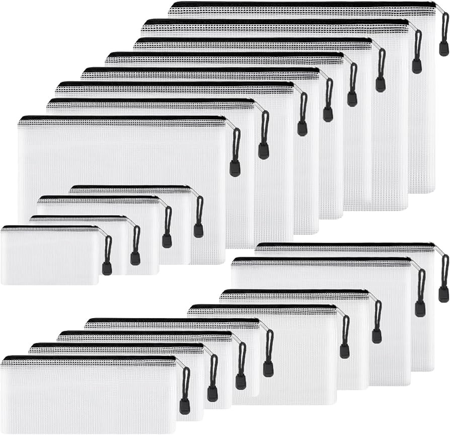 EOOUT 20pcs Mesh Zipper Pouch 8 Sizes Waterproof Zipper Bags, Plastic Travel Pouch for Board Game... | Amazon (US)