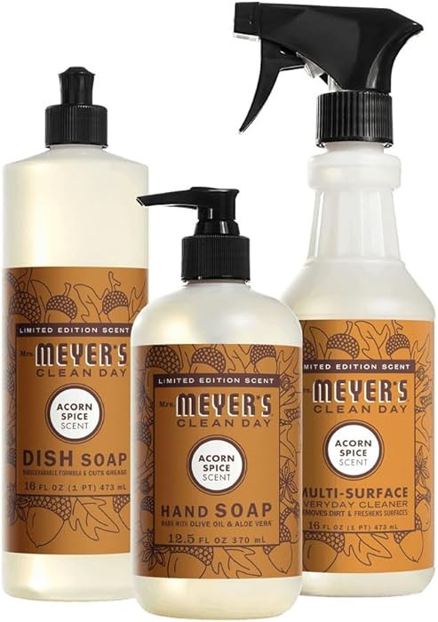 MRS. MEYER'S CLEAN DAY Kitchen Basics Gift Set, Acorn Spice Scent Cleaning Supplies, includes Dis... | Amazon (US)