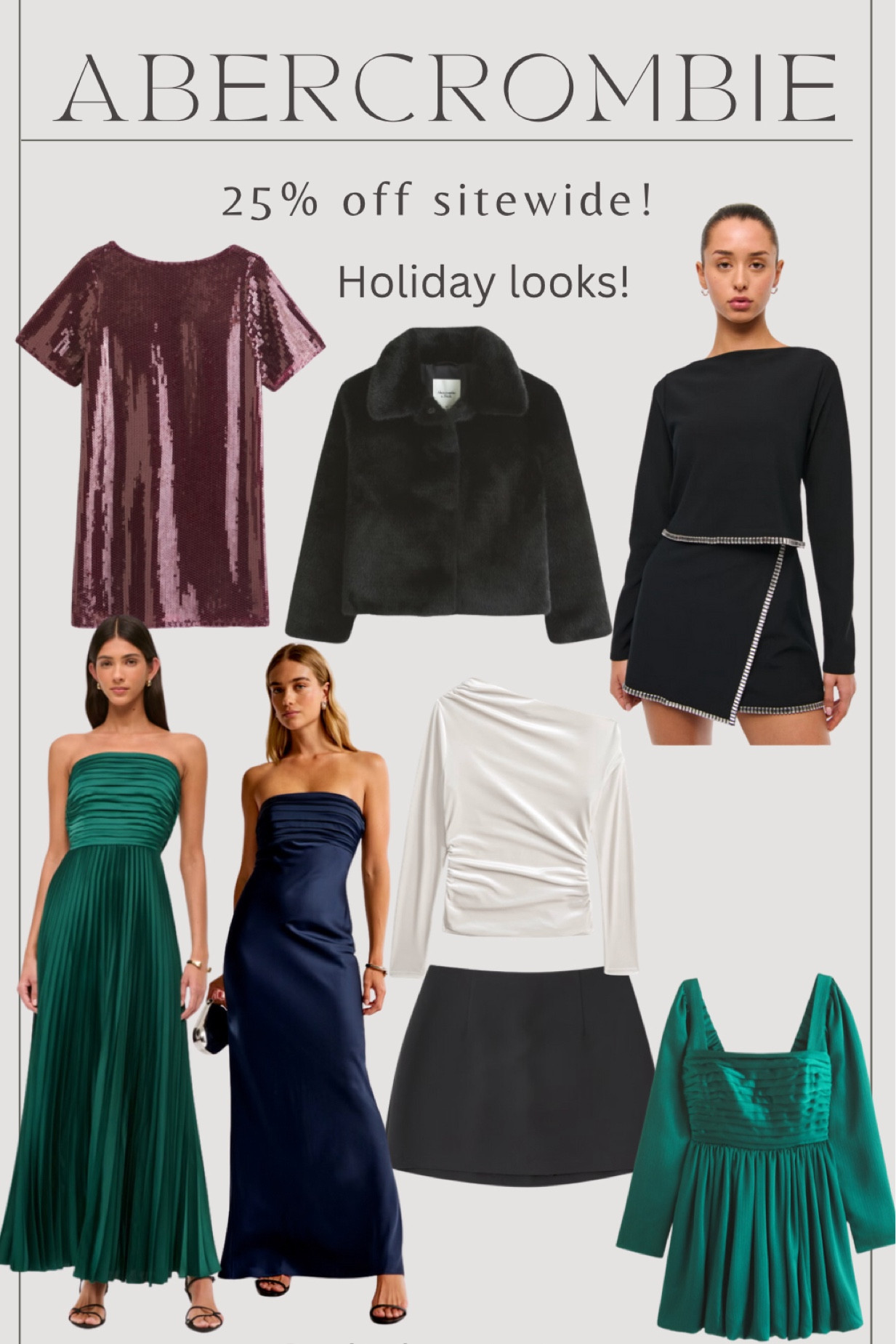 Abercrombie 25% off sitewide! Their Holiday/ Party collection is so good as usual! Love the mini sequin dress and the black top and skirt set ✨🪩🎊

#LTKHoliday #LTKCyberWeek #LTKSaleAlert