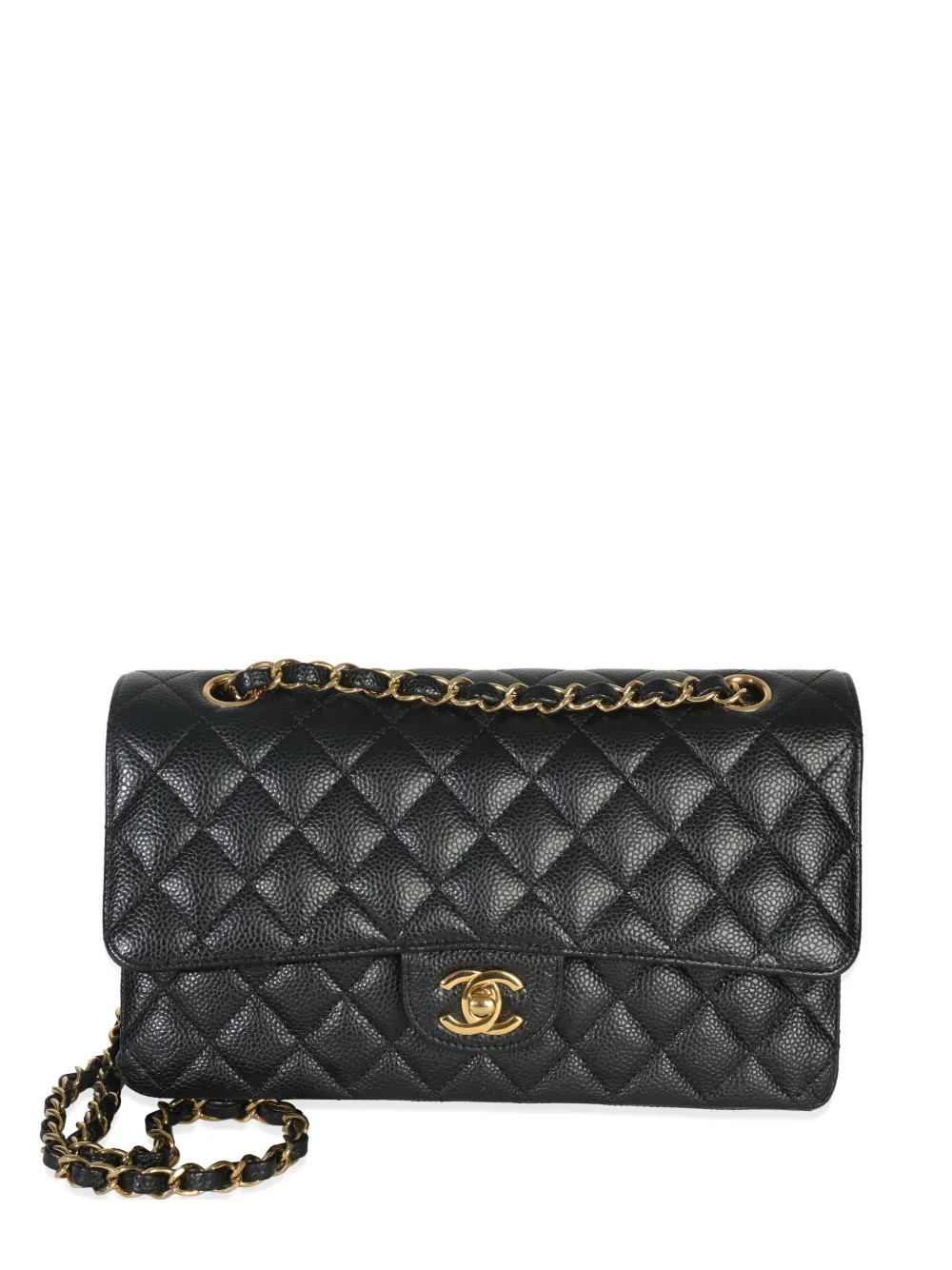 CHANEL Pre-Owned 2021-2025 medium Classic Double Flap quilted caviar shoulder bag - Black | Farfetch Global