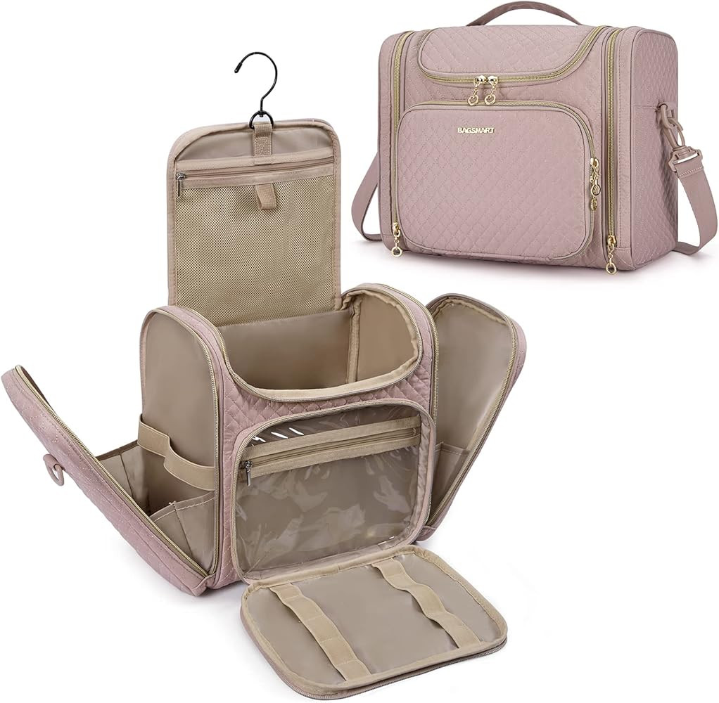 BAGSMART Travel Toiletry Bag for Women, Hanging Toiletry Bag Large Capacity Cosmetic Makeup Bag, ... | Amazon (US)