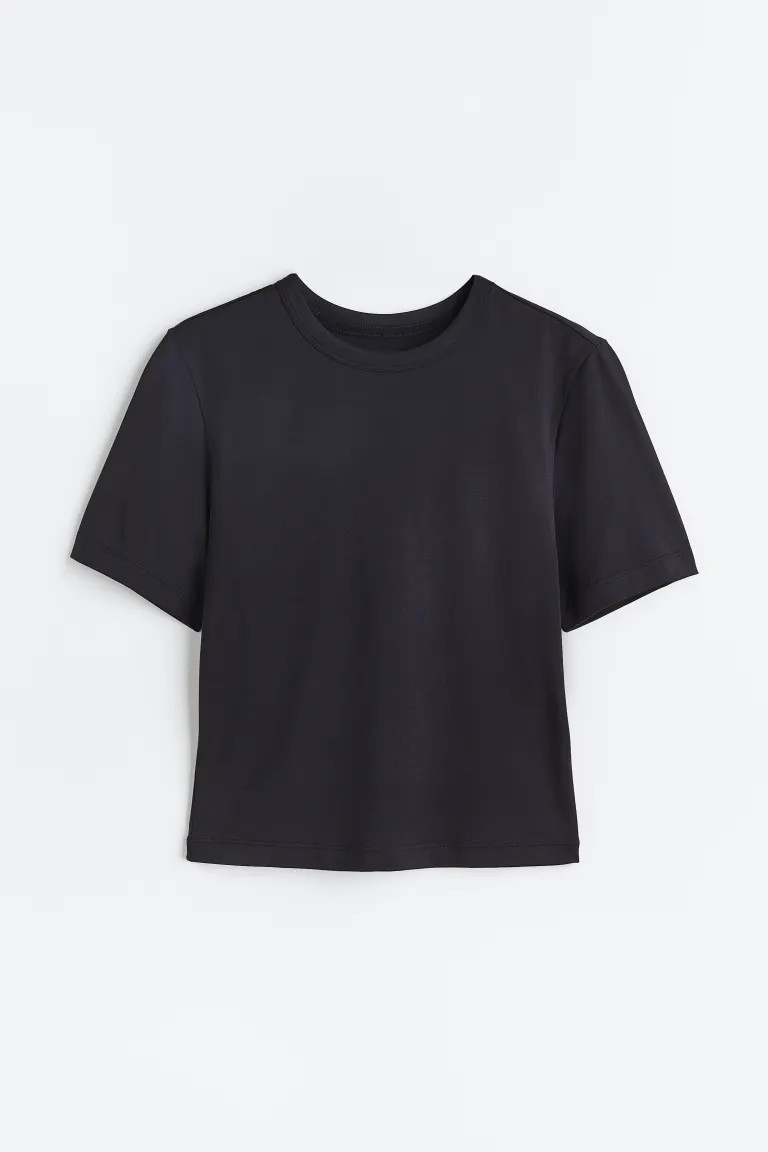 DryMove™ Cropped sports top - Black - Ladies | H&M GB | H&M (UK, MY, IN, SG, PH, TW, HK)