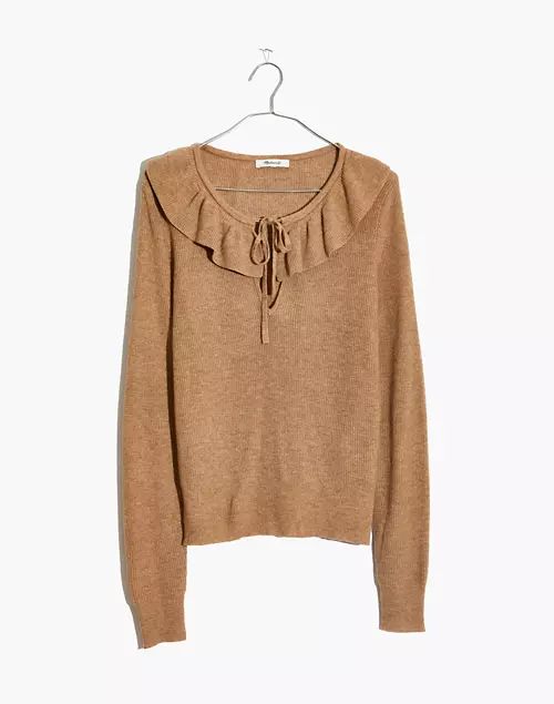 Tie-Neck Ruffle Pullover Sweater | Madewell