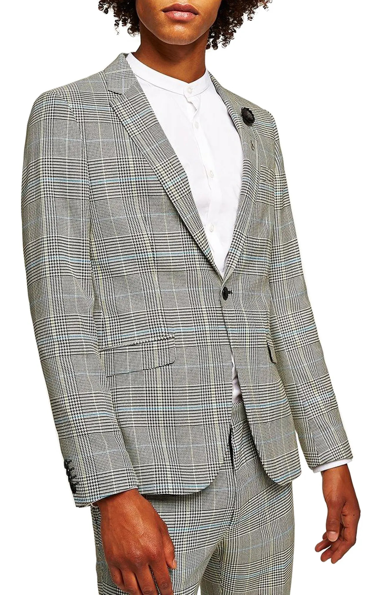 Men's Topman Skinny Fit Houndstooth Suit Jacket, Size 34 R - Grey | Nordstrom
