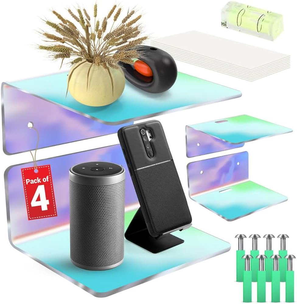 Unleash Rainbow Magic: Iridescent Floating Shelves (Set of 4) for Dazzling Home Decor | Amazon (US)