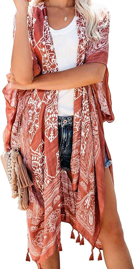 Breezy Lane Kimonos for Women Swimsuit Coverups Beach Cover Up Swimwear Cardigan Summer | Amazon (US)