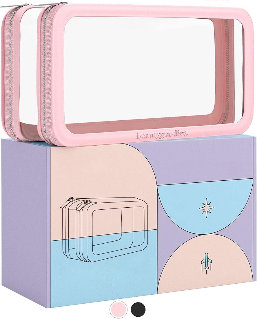 Pink Makeup Bag Organizer, Make Up Bag Cosmetic Bag, Toiletry Bag for Women Makeup Pouch, Travel ... | Amazon (US)