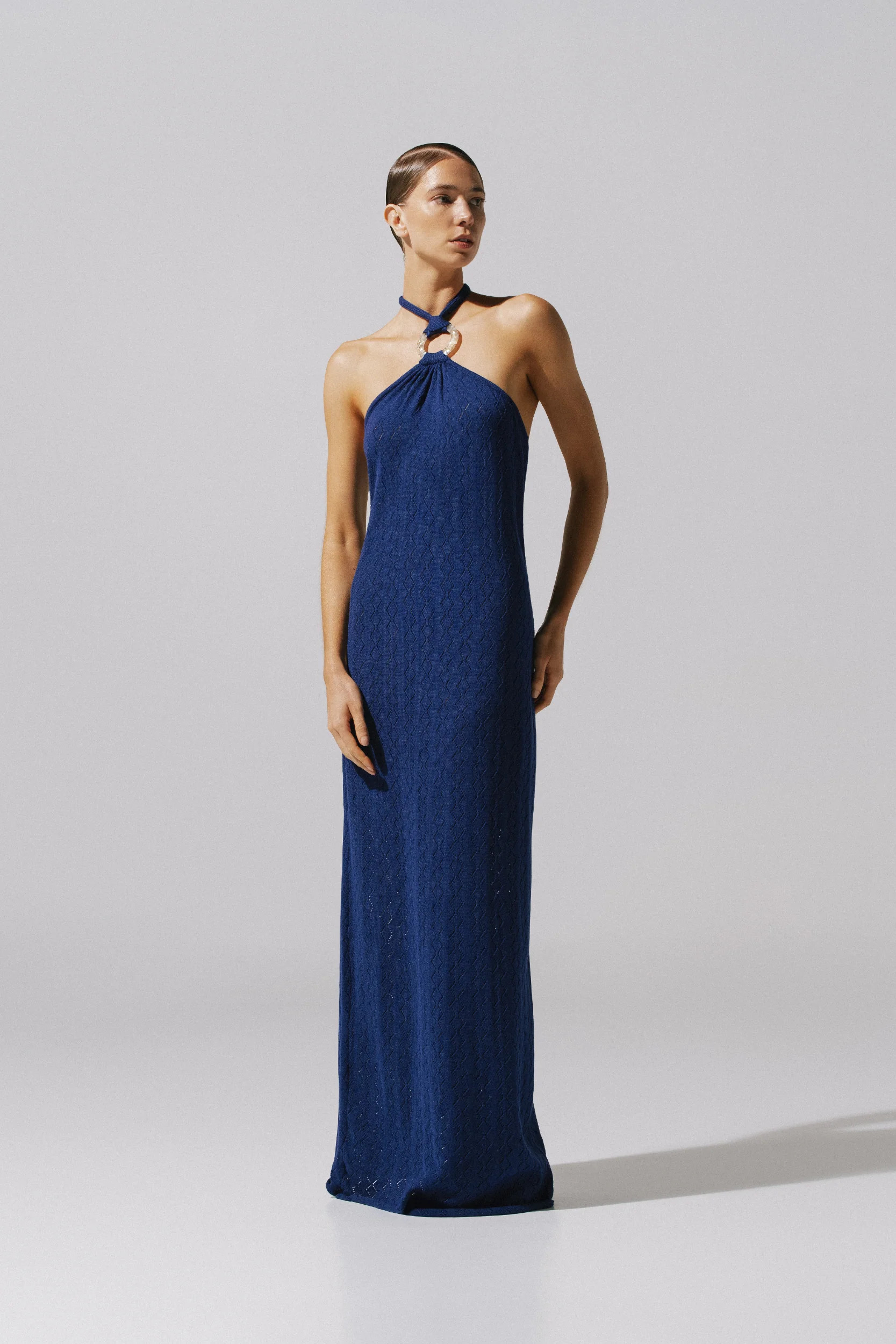 Jeric\u00f3 Maxi Dress Blue in Knit Fabric - Resort 26 | BAOBAB INT