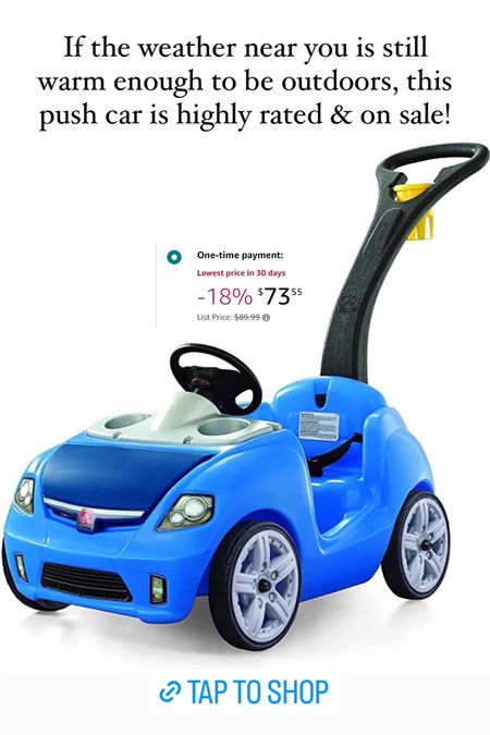 If the weather near you is still warm enough to be outdoors, this push car is highly rated & on sale for toddlers! They will love sitting in this on walks vs the stroller! 

#LTKsalealert #LTKkids #LTKfamily