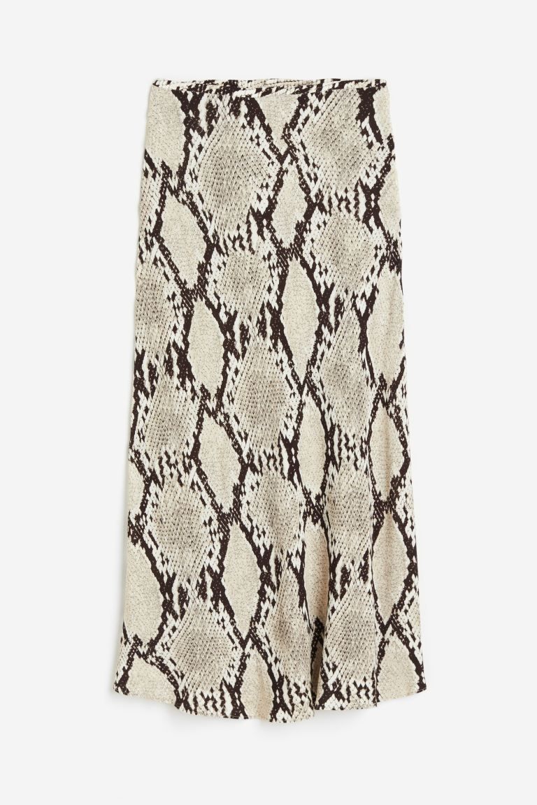 Patterned Crêped Skirt - Beige/snakeskin-patterned - Ladies | H&M US | H&M (US + CA)