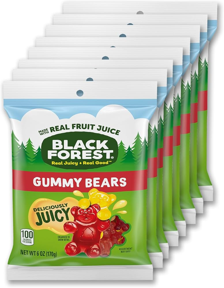 Black Forest Gummy Bears Candy, Real Fruit Juice, 6 Ounce Bags (Pack of 8) | Amazon (US)