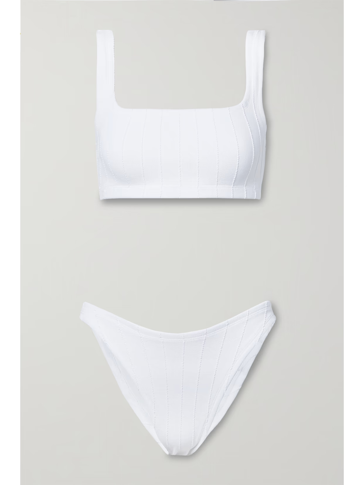 Hunza G - + Net Sustain Helena Nile Ribbed Bikini - White | NET-A-PORTER (US)