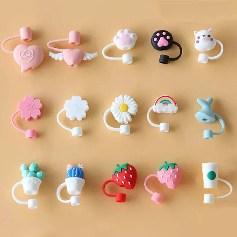 Silicone Straw Cover Straw Reusable Cute Cartoon - Temu