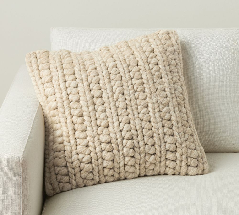 Chunky Knit Textured Throw Pillow | Pottery Barn (US)
