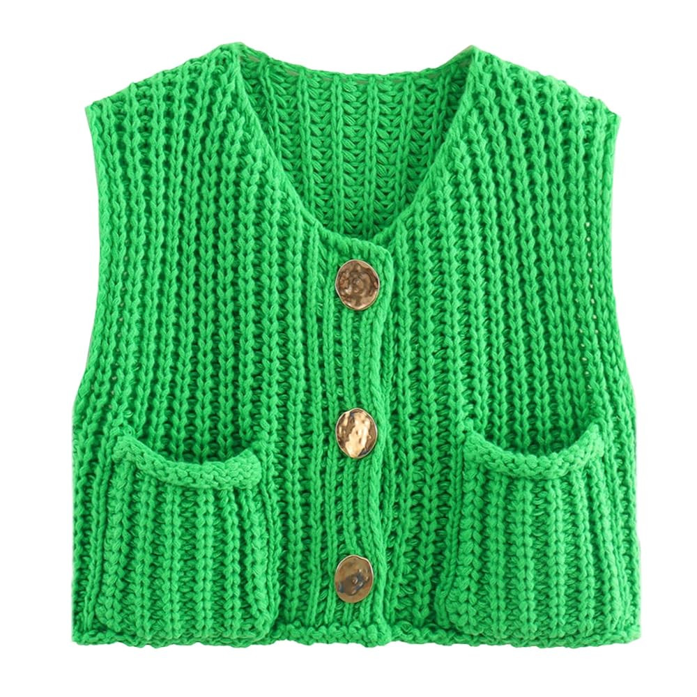 KEOMUD Women's Sleeveless Cropped Knit Cardigan 2025 Casual Button Down Crochet Sweater Vest Tops... | Amazon (US)