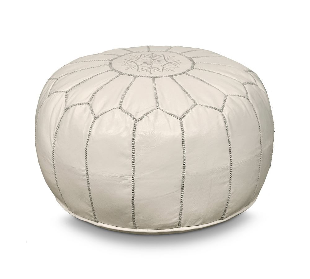 Nadia Moroccan-Style Leather Pouf | Pottery Barn (US)