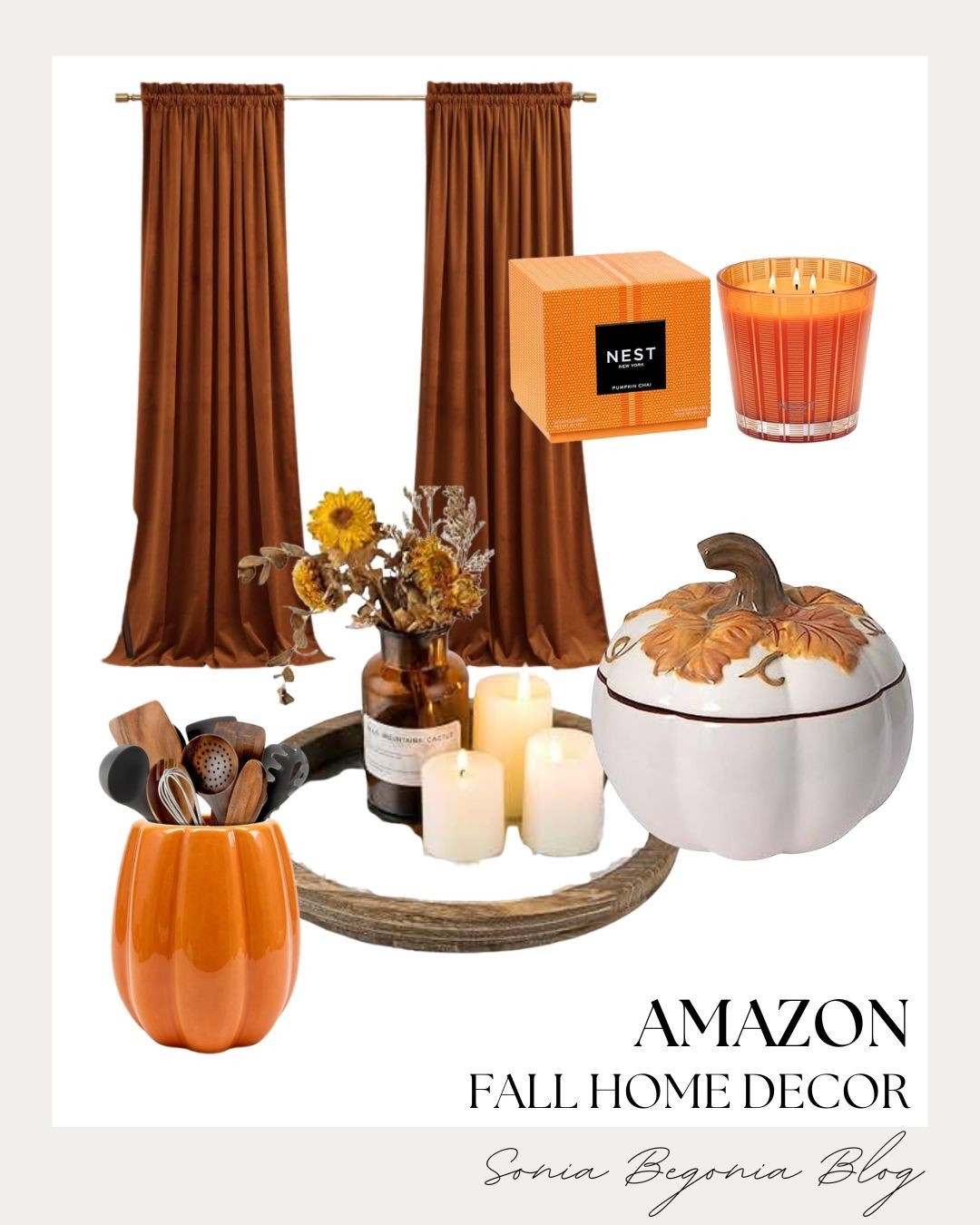 I’m obsessed with these cozy Amazon fall home decor finds! 🍂 

Rich rust velvet drapes, a Nest Pumpkin Chai candle, ceramic pumpkin accents, and warm ambient lighting easily transform any room for autumn. 🎃

#LTKhome #LTKunder50 #LTKsalealert #AmazonHome #FallHomeDecor #CozyHome #AutumnVibes #HomeInspo #PumpkinChai

#LTKSeasonal #LTKHome