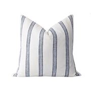 Navy Blue French Country Stripe Linen Pillow | Land of Pillows