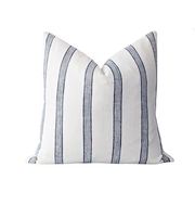 Navy Blue French Country Stripe Linen Pillow | Land of Pillows