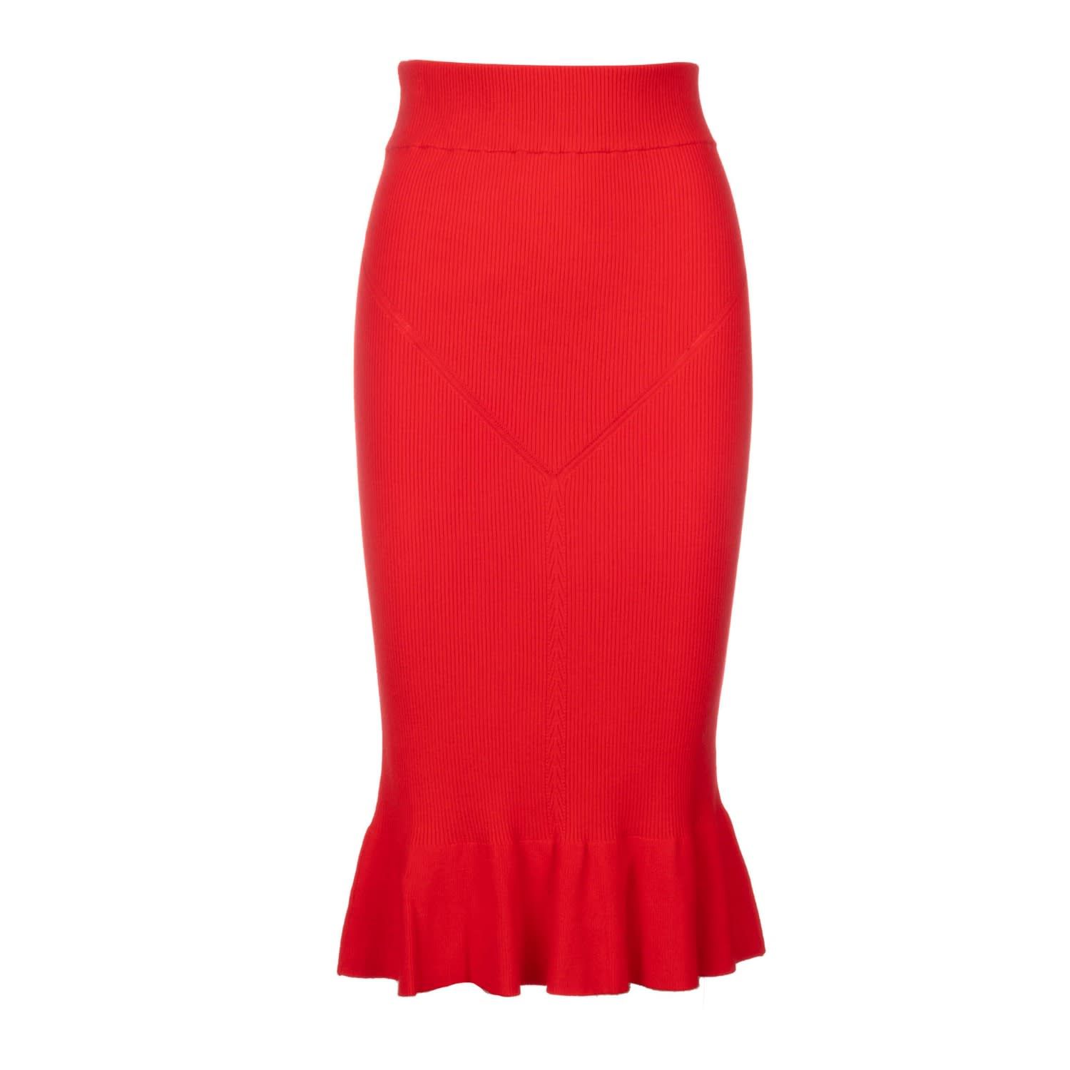 Rib Trumpet Knit Skirt - Poppy | Wolf and Badger (Global excl. US)