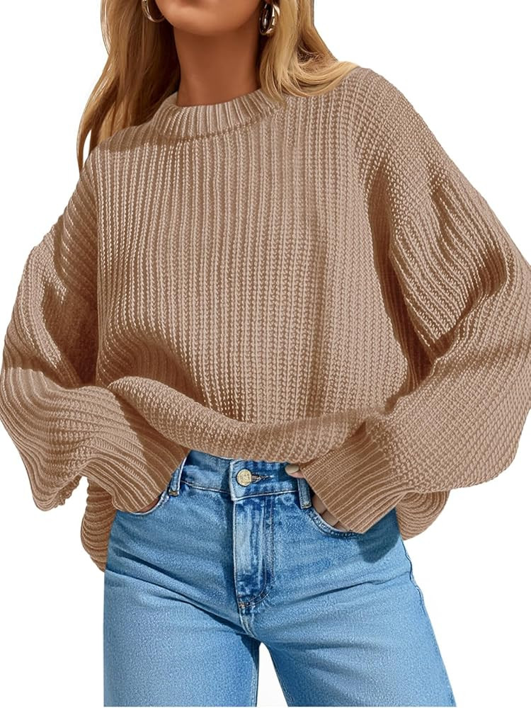 Saodimallsu Womens Oversized Sweater Long Sleeve Crewneck Ribbed Knit Pullover 2025 Fall Casual C... | Amazon (US)