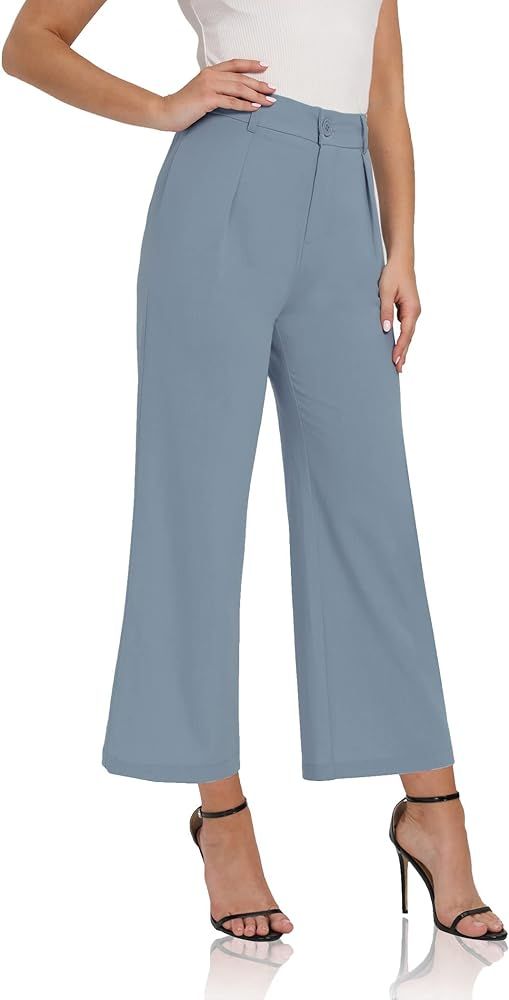 siliteelon Women High Waist Casual Wide Leg Long Palazzo Pants Trousers Comfy Work Dress Pants | Amazon (US)