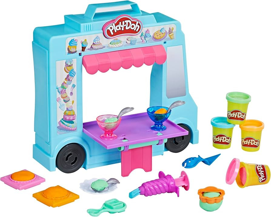 Play-Doh Kitchen Creations Ice Cream Truck Toy Playset for Kids, 20 Play Kitchen Accessories, 5 C... | Amazon (US)