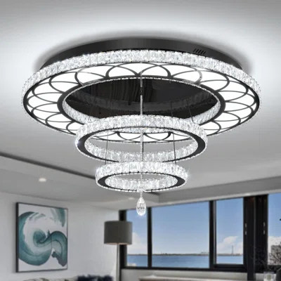 48" Modern Dimmable Crystal Chandeliers for Living Room Flush Mount Crystal Ceiling Chandeliers Light Fixture 2700-6000k | Wayfair North America