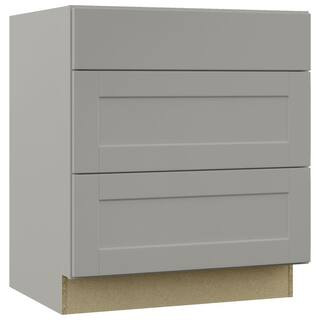 Shaker 30 in. W x 24 in. D x 34.5 in. H Assembled 3 Drawer Base Kitchen Cabinet in Dove Gray | The Home Depot