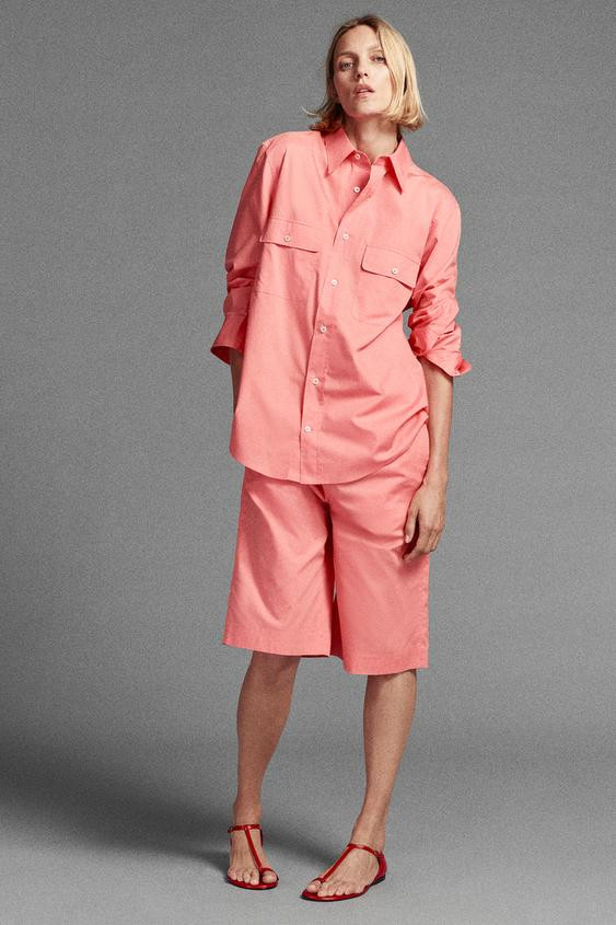 Zara - Zw Collection Pajama Shorts - Ecru - M - Woman | Zara US