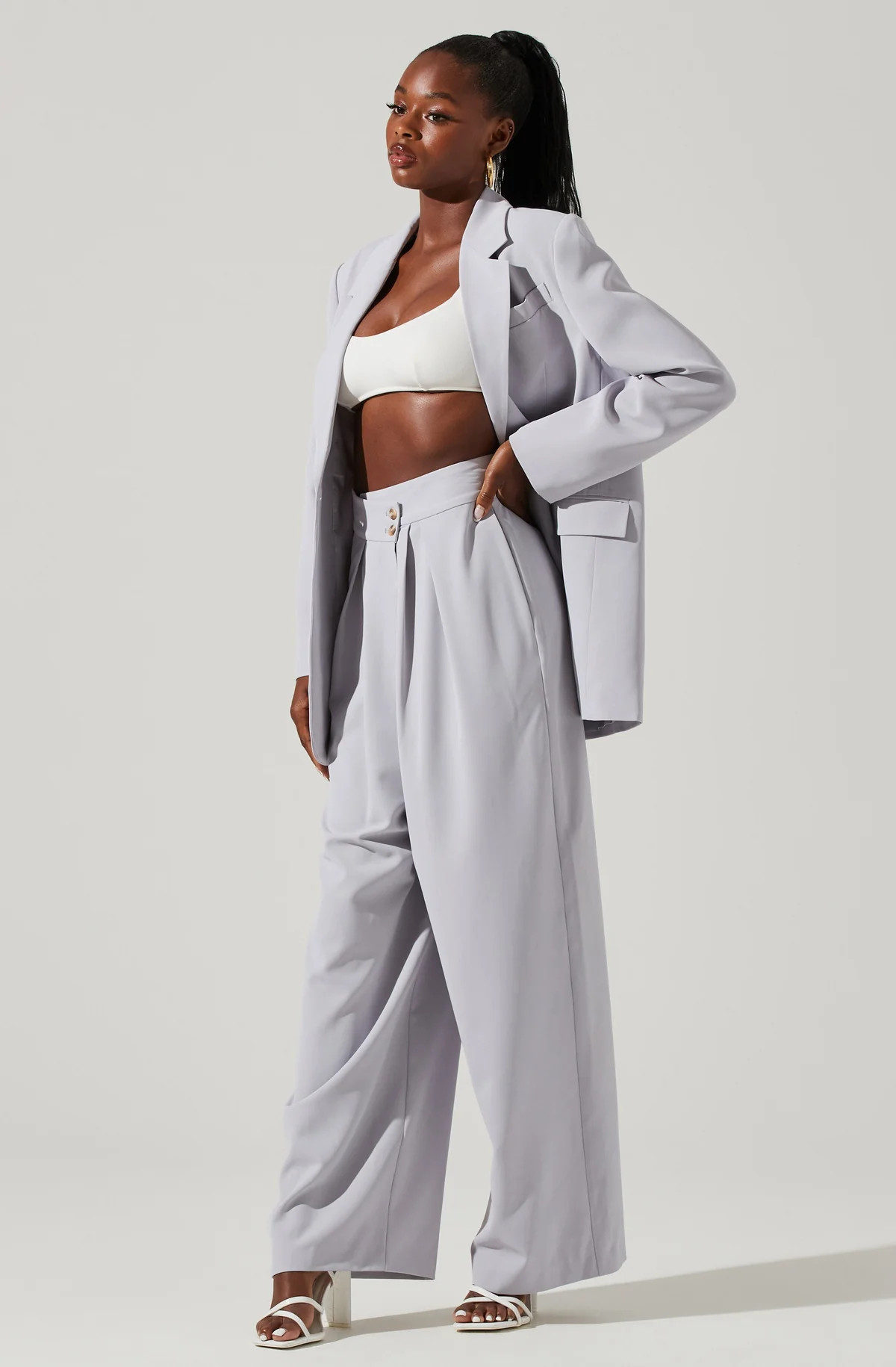 Boyfriend Criss Cross Pleated Wide Leg Pants | ASTR The Label (US)